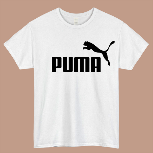 Puma Logo Mens Unisex Short Sleeve White T-Shirt Size S-3XL