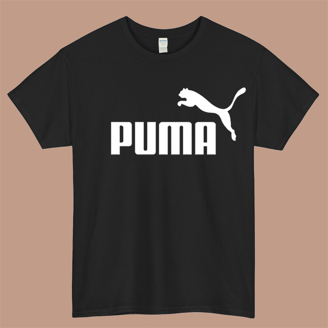 Puma Logo Mens Unisex Short Sleeve Black T-Shirt Size S-3XL