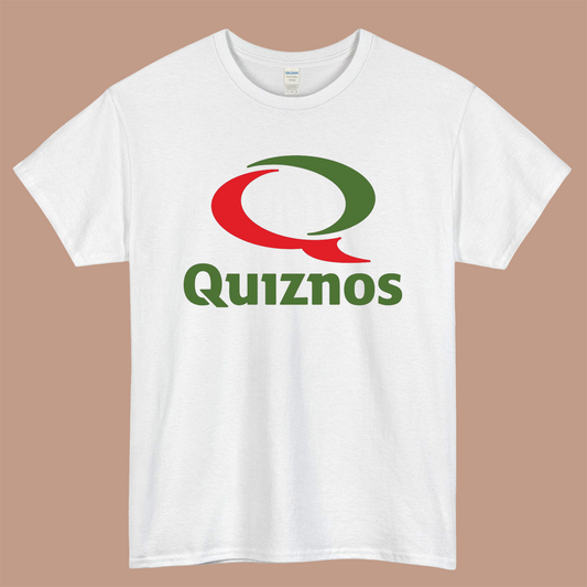 QUIZNOS Logo Mens Unisex Short Sleeve White T-Shirt Size S-3XL