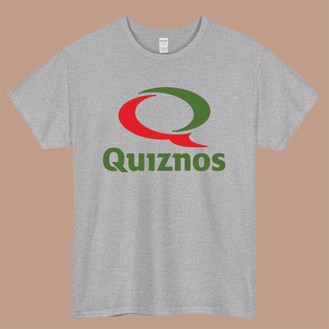 QUIZNOS Logo Mens Unisex Short Sleeve Gray T-Shirt Size S-3XL