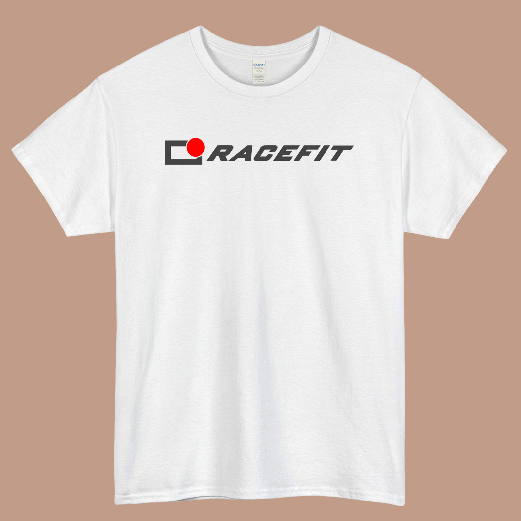 RACEFIT EXHAUST Logo Mens Unisex Short Sleeve White T-Shirt Size S-3XL