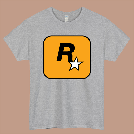 R Star Game Logo Mens Unisex Short Sleeve Gray T-Shirt Size S-3XL