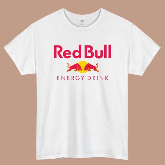 Red Bull Energy Drink Logo Mens Unisex Short Sleeve White T-Shirt Size S-3XL