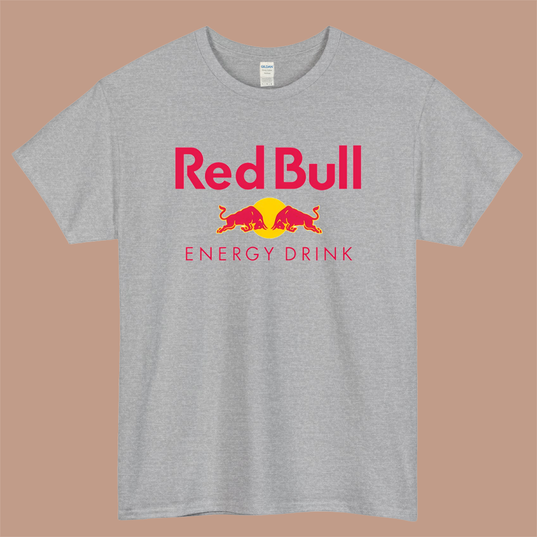 Red Bull Energy Drink Logo Mens Unisex Short Sleeve Gray T-Shirt Size S-3XL
