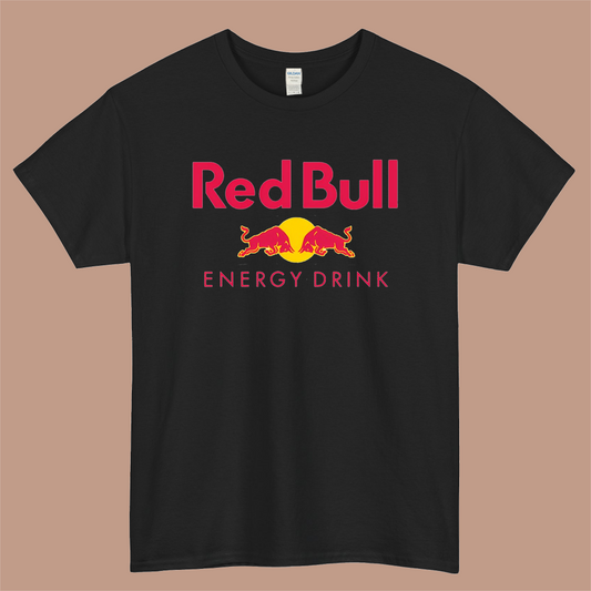 Red Bull Energy Drink Logo Mens Unisex Short Sleeve Black T-Shirt Size S-3XL