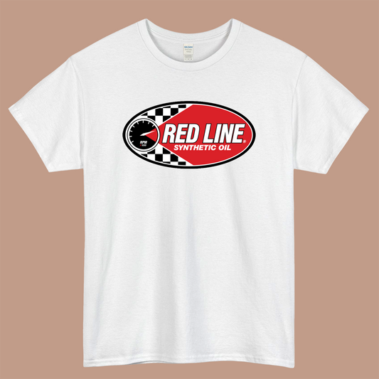 RedLine Synthetic Oil Logo Mens Unisex Short Sleeve White T-Shirt Size S-3XL