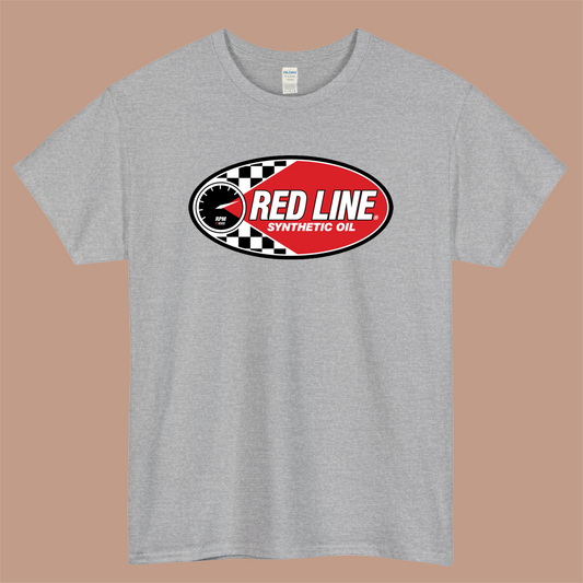 RedLine Synthetic Oil Logo Mens Unisex Short Sleeve Gray T-Shirt Size S-3XL