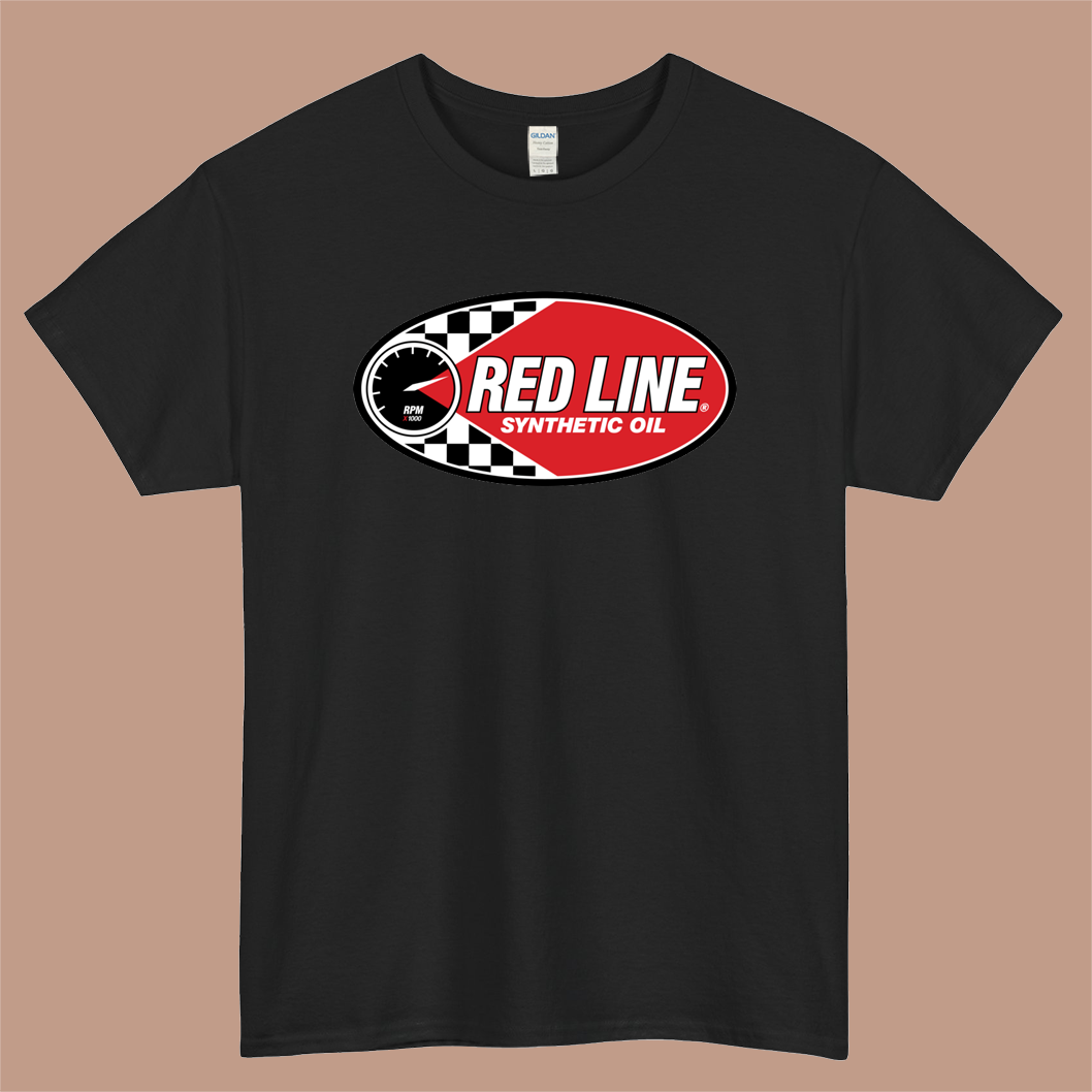 RedLine Synthetic Oil Logo Mens Unisex Short Sleeve Black T-Shirt Size S-3XL