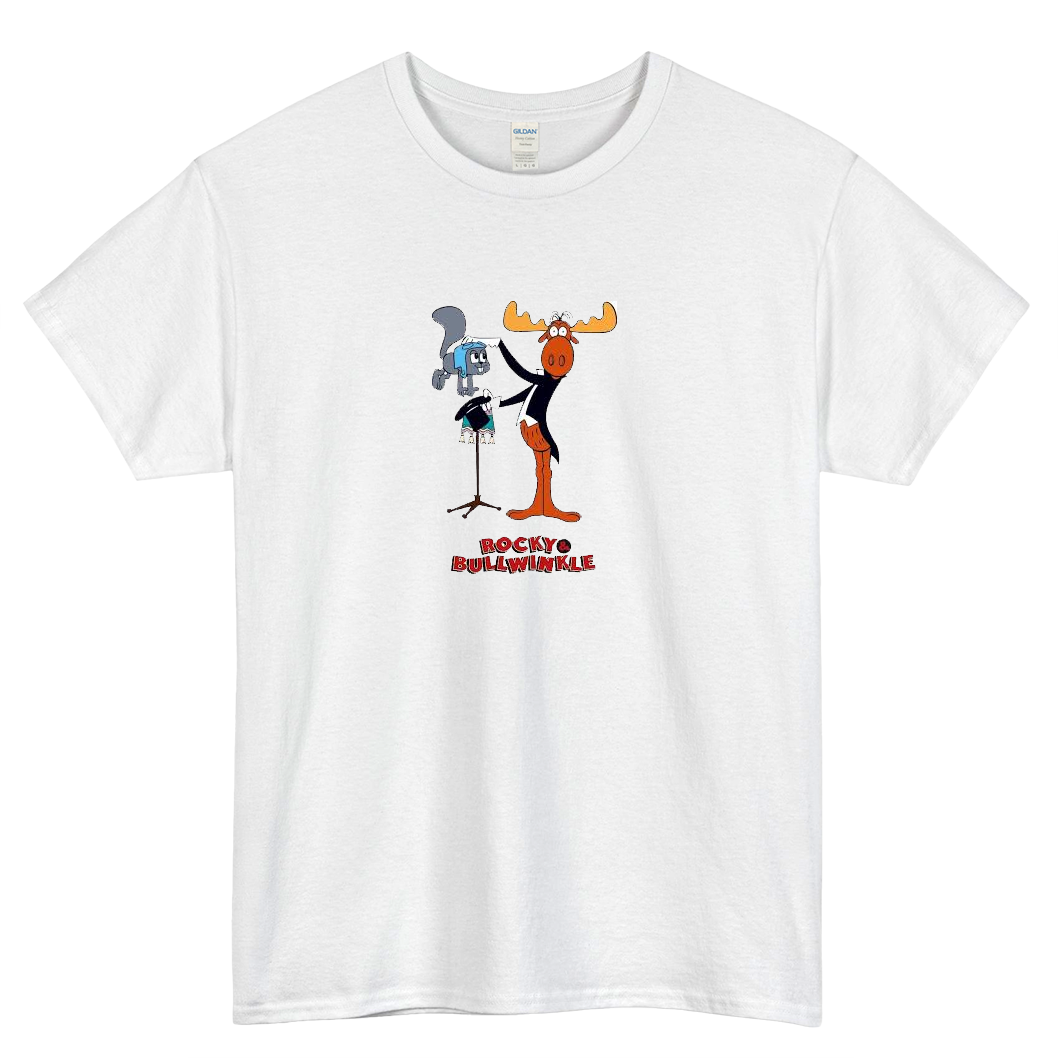 Rocky and Bullwinkle Retro Cartoon logo SHORT SLEEVE T SHIRT -P