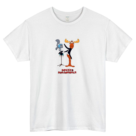 Rocky and Bullwinkle Retro Cartoon logo SHORT SLEEVE T SHIRT -P
