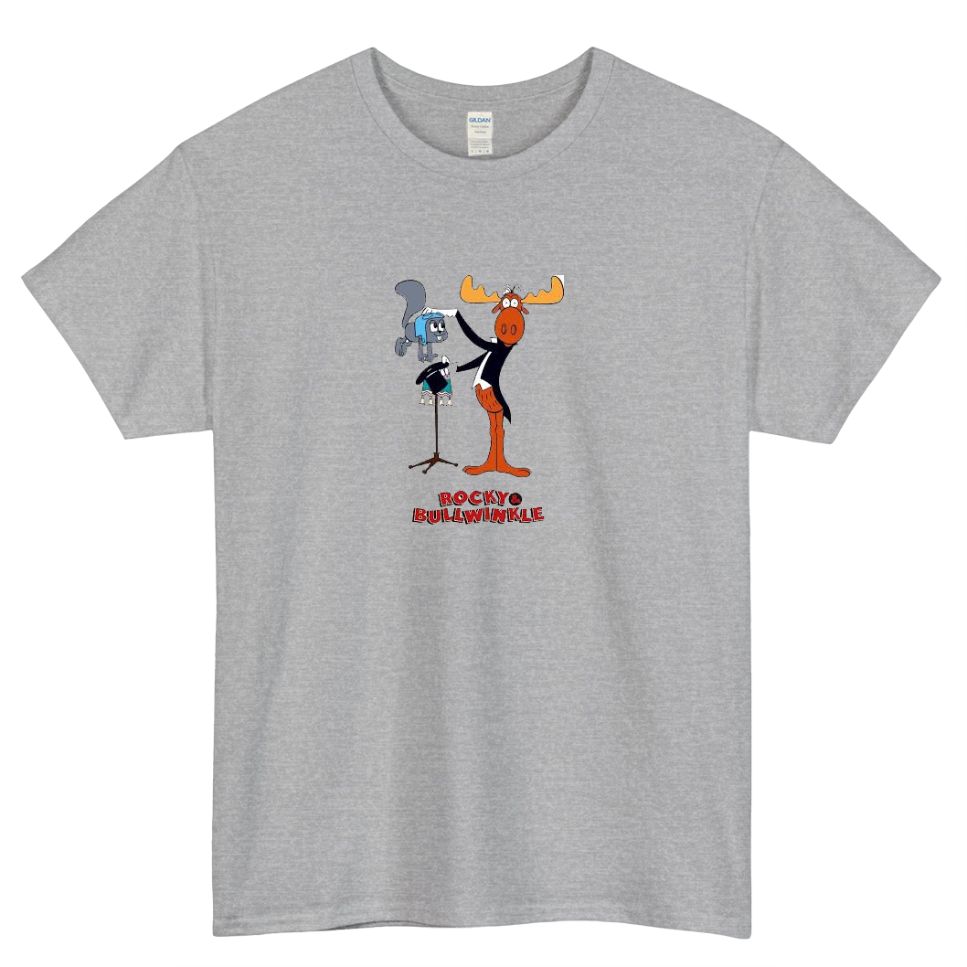 Rocky and Bullwinkle Retro Cartoon logo SHORT SLEEVE T SHIRT -P