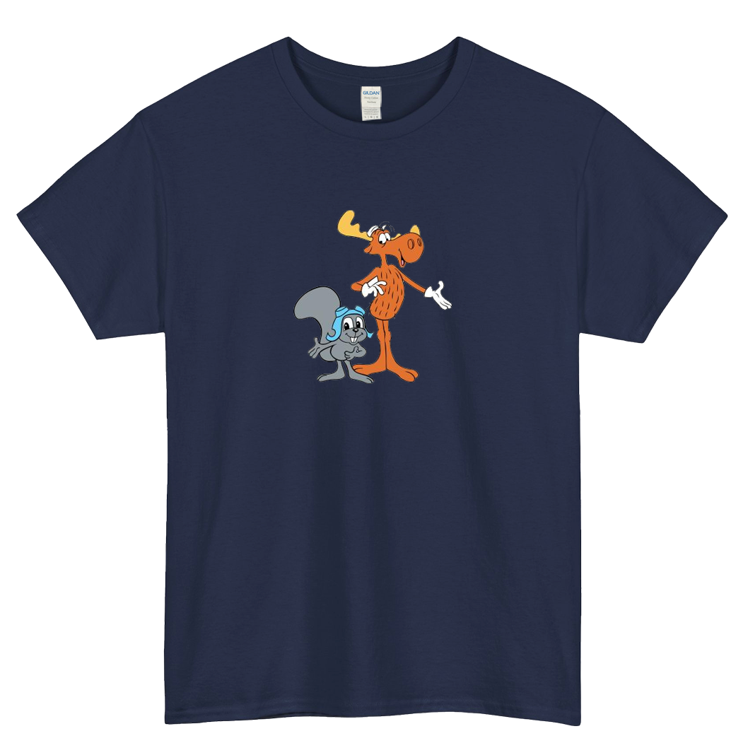 Rocky and Bullwinkle Retro Crtoon Character Short Sleeve T-Shirt Size S-3XL -P