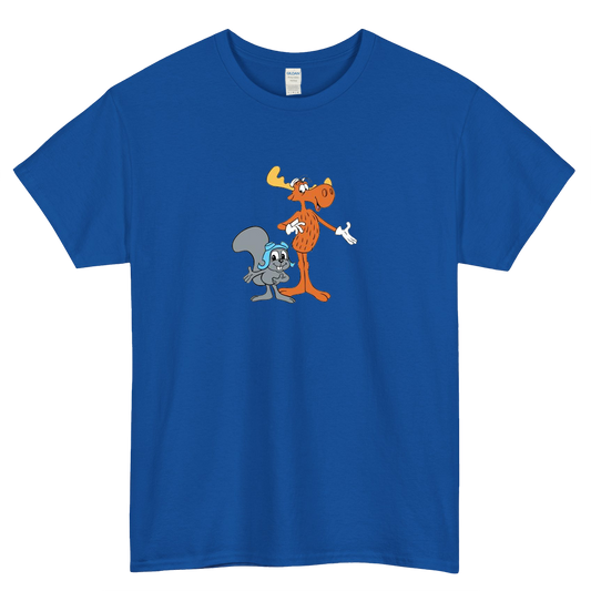 Rocky and Bullwinkle Retro Crtoon Character Short Sleeve T-Shirt Size S-3XL -P