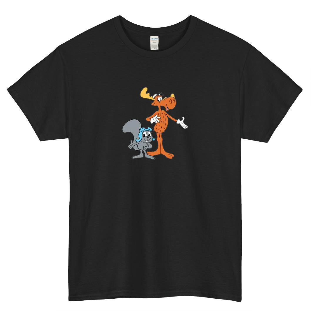 Rocky and Bullwinkle Retro Crtoon Character Short Sleeve T-Shirt Size S-3XL -P