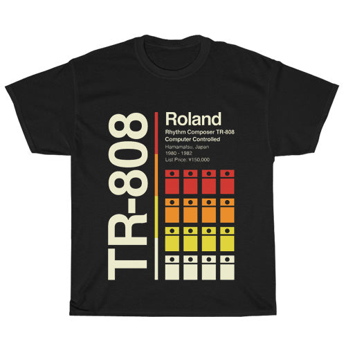 Roland Drums Guitar Music Logo Mens Unisex Short Sleeve Black T-Shirt Size S-3XL