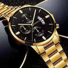New Fashion Men Stainless Steel Watch Luxury Calendar Quartz Wrist Watch Mens Business Watches for Man Clock Montre Homme