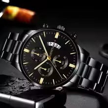New Fashion Men Stainless Steel Watch Luxury Calendar Quartz Wrist Watch Mens Business Watches for Man Clock Montre Homme