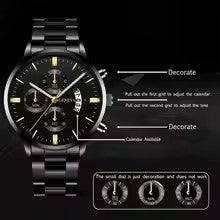 New Fashion Men Stainless Steel Watch Luxury Calendar Quartz Wrist Watch Mens Business Watches for Man Clock Montre Homme