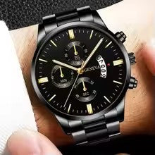 New Fashion Men Stainless Steel Watch Luxury Calendar Quartz Wrist Watch Mens Business Watches for Man Clock Montre Homme