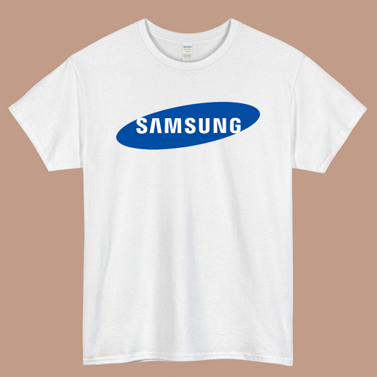 Samsung Logo Mens Unisex Short Sleeve White T-Shirt Size S-3XL
