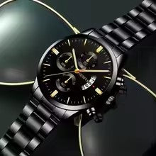New Fashion Men Stainless Steel Watch Luxury Calendar Quartz Wrist Watch Mens Business Watches for Man Clock Montre Homme