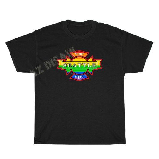 Seattle Fire Rainbow Logo Men's Unisex T Shirt Size S to 3XL