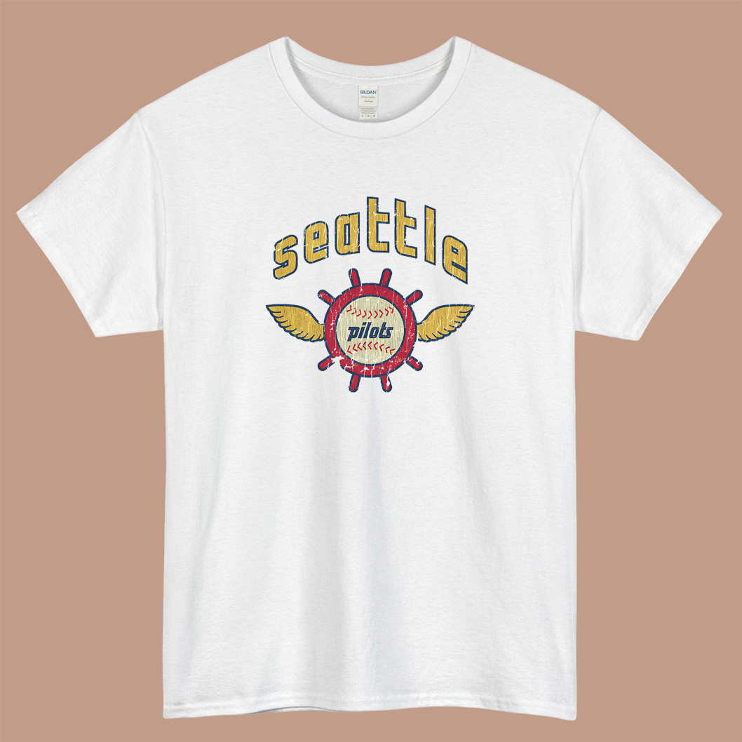 Seattle Pilots Baseball Logo Mens Unisex Short Sleeve T-Shirt Size S-3XL - P
