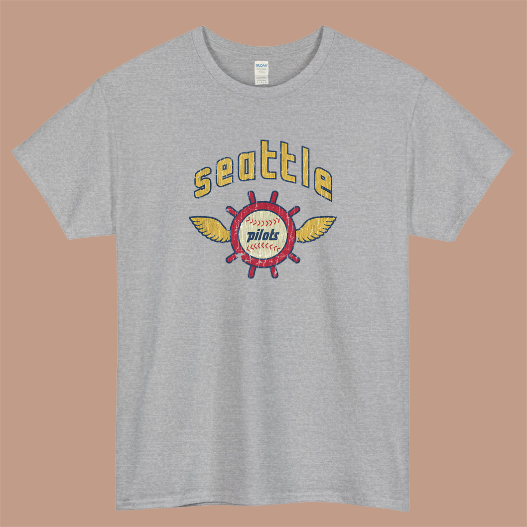 Seattle Pilots Baseball Logo Mens Unisex Short Sleeve T-Shirt Size S-3XL - P