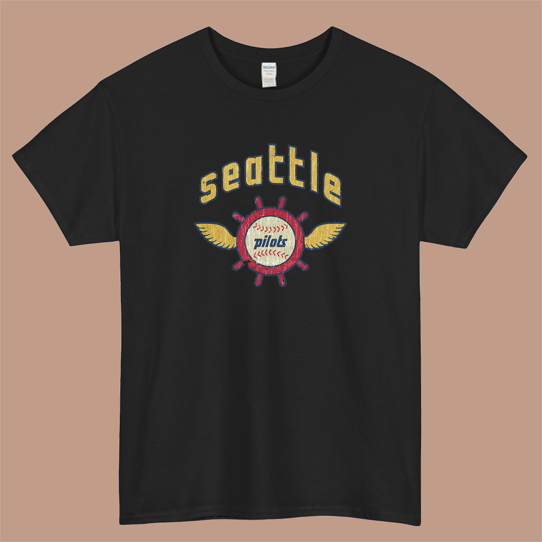 Seattle Pilots Baseball Logo Mens Unisex Short Sleeve T-Shirt Size S-3XL - P