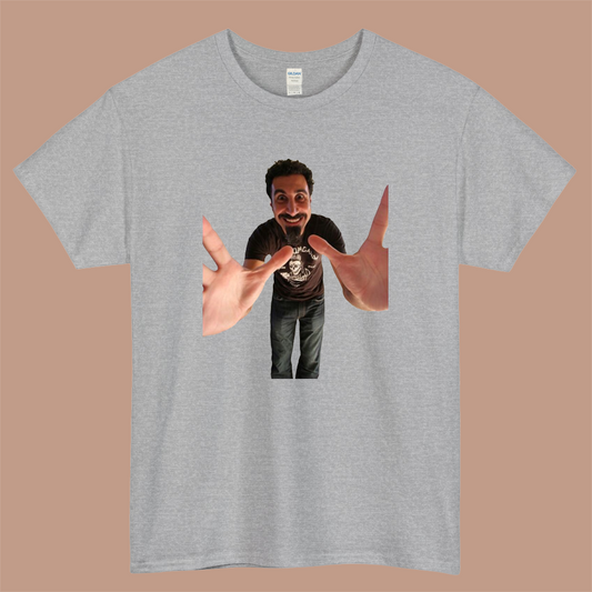 Serj Tankian Pose SOAD Logo Mens Unisex Short Sleeve Gray T-Shirt Size S-3XL