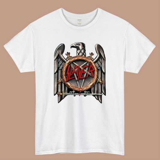 Slayer American Thrash Metal Band Logo Mens Unisex Short Sleeve White T-Shirt Size S-3XL