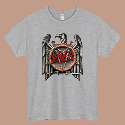 Slayer American Thrash Metal Band Logo Mens Unisex Short Sleeve Gray T-Shirt Size S-3XL
