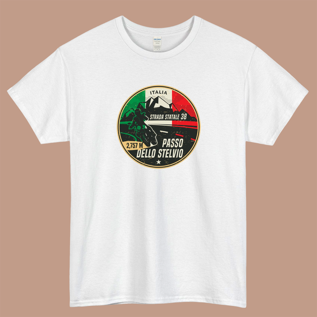Stelvio Pass, Italy Logo Mens Unisex Short Sleeve T-Shirt Size S-3XL - P