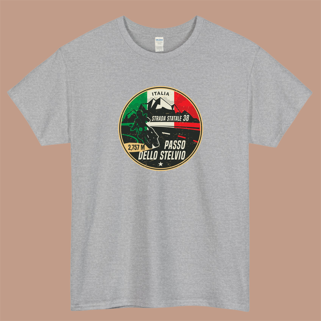 Stelvio Pass, Italy Logo Mens Unisex Short Sleeve T-Shirt Size S-3XL - P