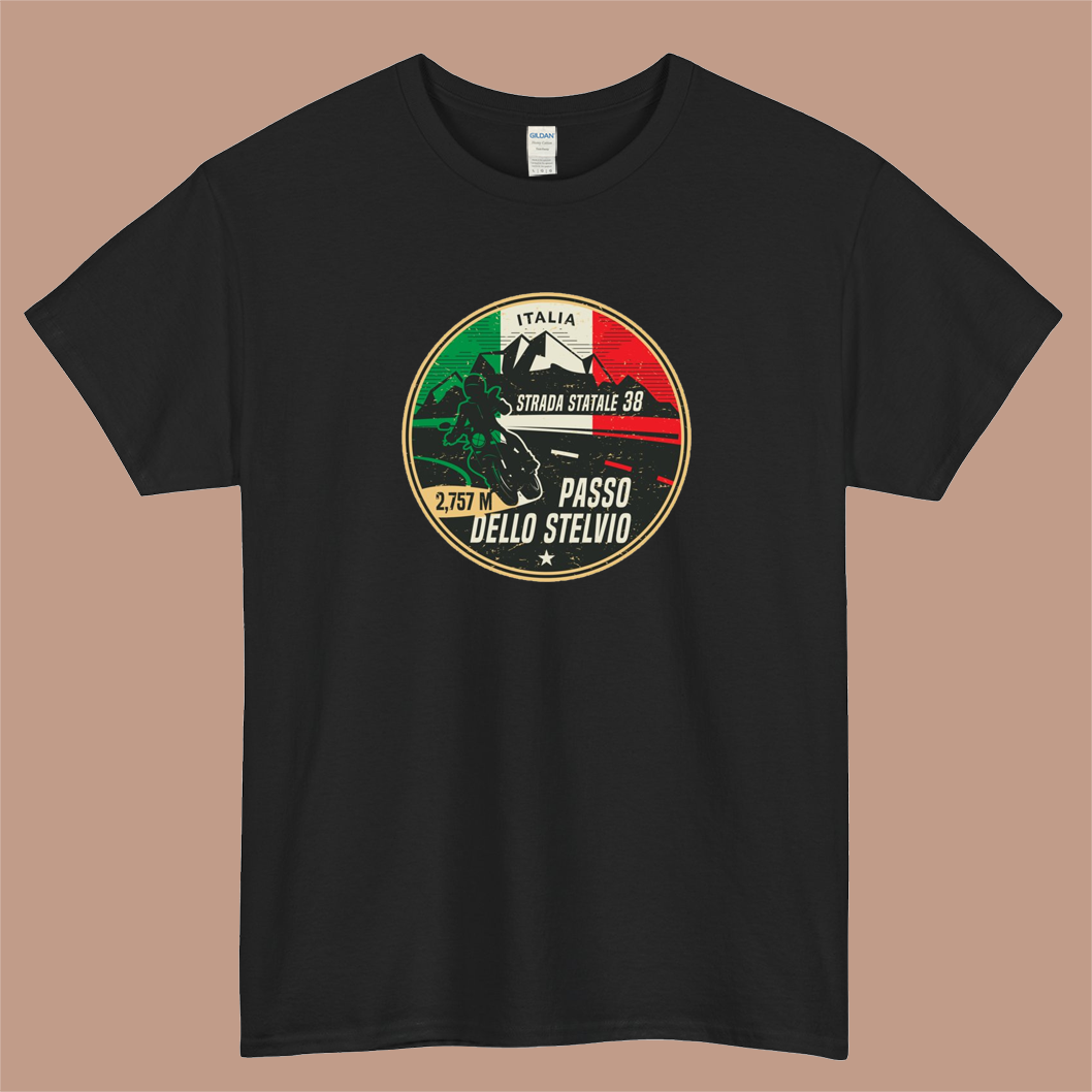 Stelvio Pass, Italy Logo Mens Unisex Short Sleeve T-Shirt Size S-3XL - P
