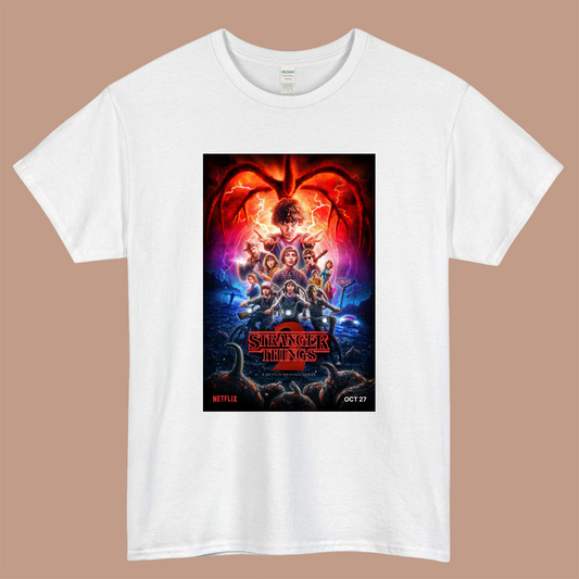 Stranger Things season 2 Logo Mens Unisex Short Sleeve White T-Shirt Size S-3XL