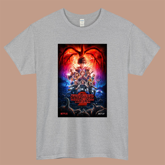 Stranger Things season 2 Logo Mens Unisex Short Sleeve Gray T-Shirt Size S-3XL