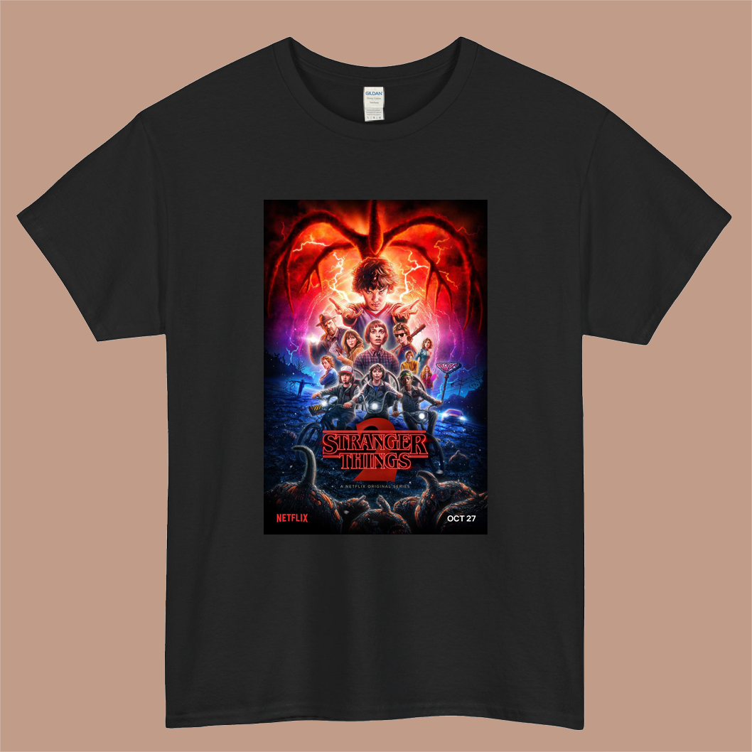 Stranger Things season 2 Logo Mens Unisex Short Sleeve Black T-Shirt Size S-3XL