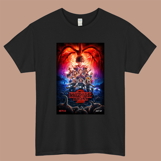Stranger Things season 2 Logo Mens Unisex Short Sleeve Black T-Shirt Size S-3XL