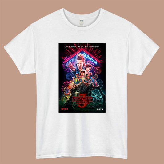Stranger Things season 3 Logo Mens Unisex Short Sleeve White T-Shirt Size S-3XL