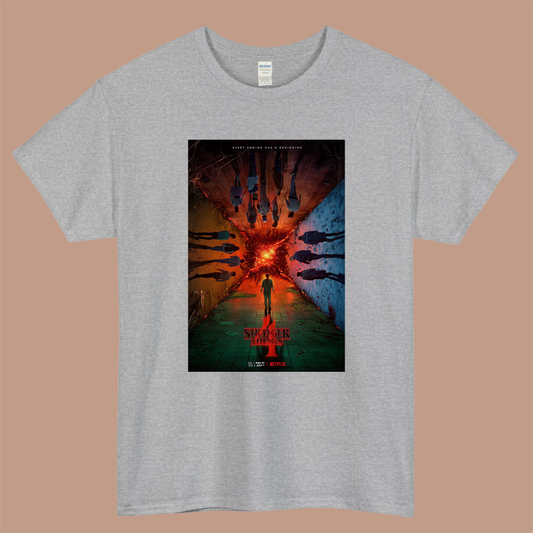Stranger Things season 4 Logo Mens Unisex Short Sleeve Gray T-Shirt Size S-3XL