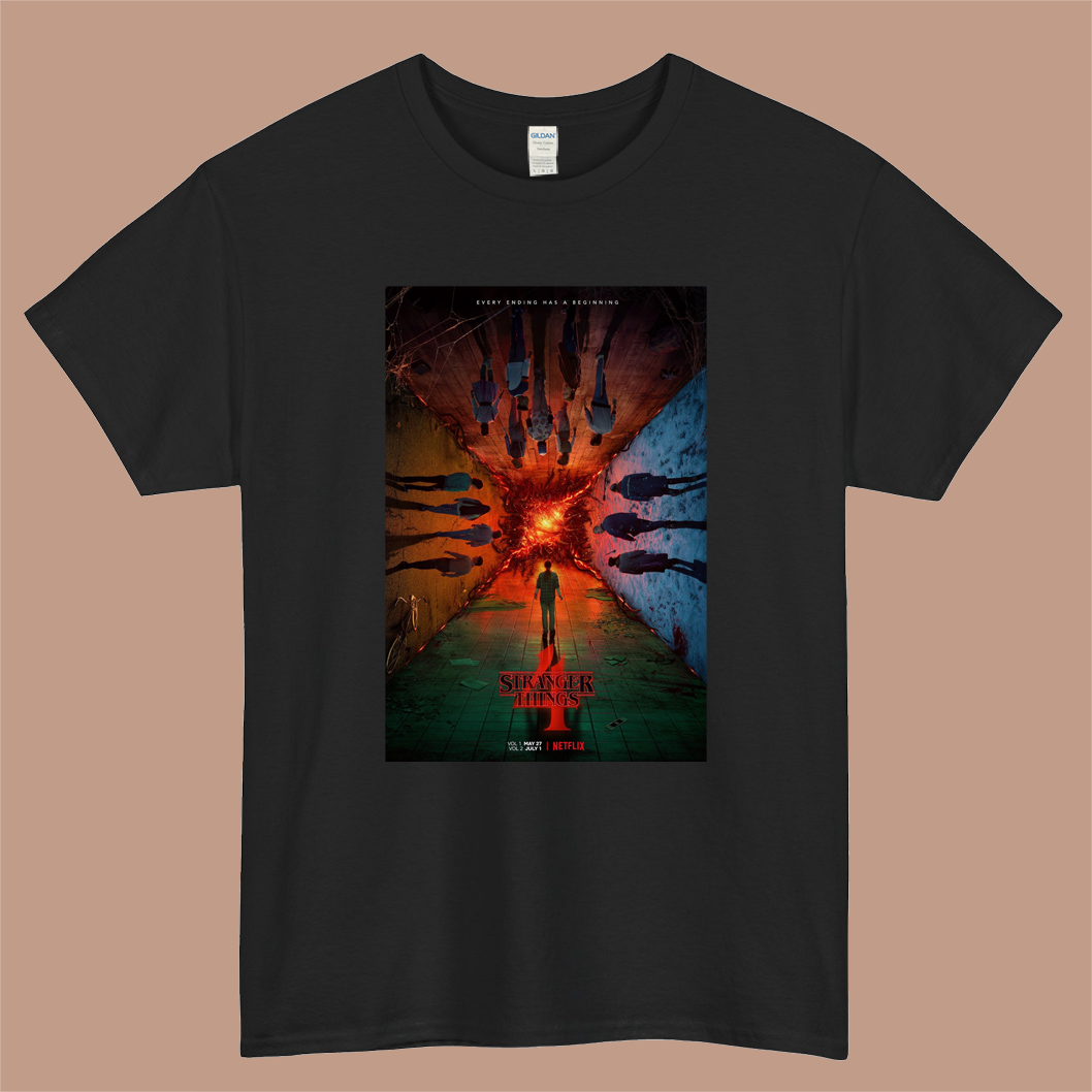 Stranger Things season 4 Logo Mens Unisex Short Sleeve Black T-Shirt Size S-3XL