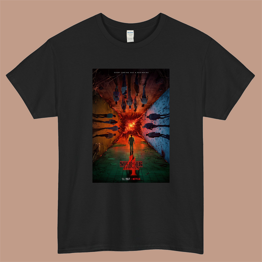 Stranger Things season 4 Logo Mens Unisex Short Sleeve Black T-Shirt Size S-3XL