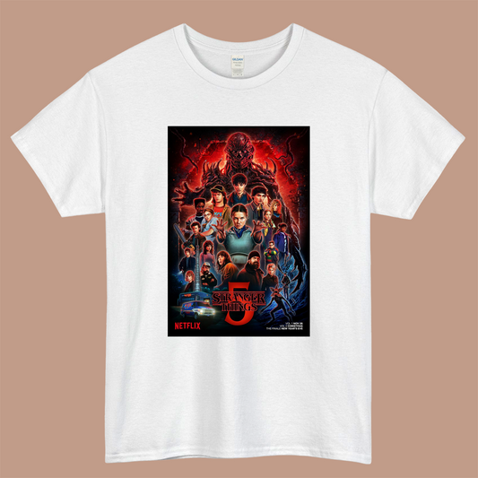 Stranger Things season 5 Logo Mens Unisex Short Sleeve White T-Shirt Size S-3XL