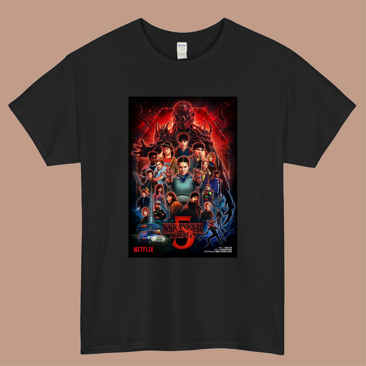 Stranger Things season 5 Logo Mens Unisex Short Sleeve Black T-Shirt Size S-3XL
