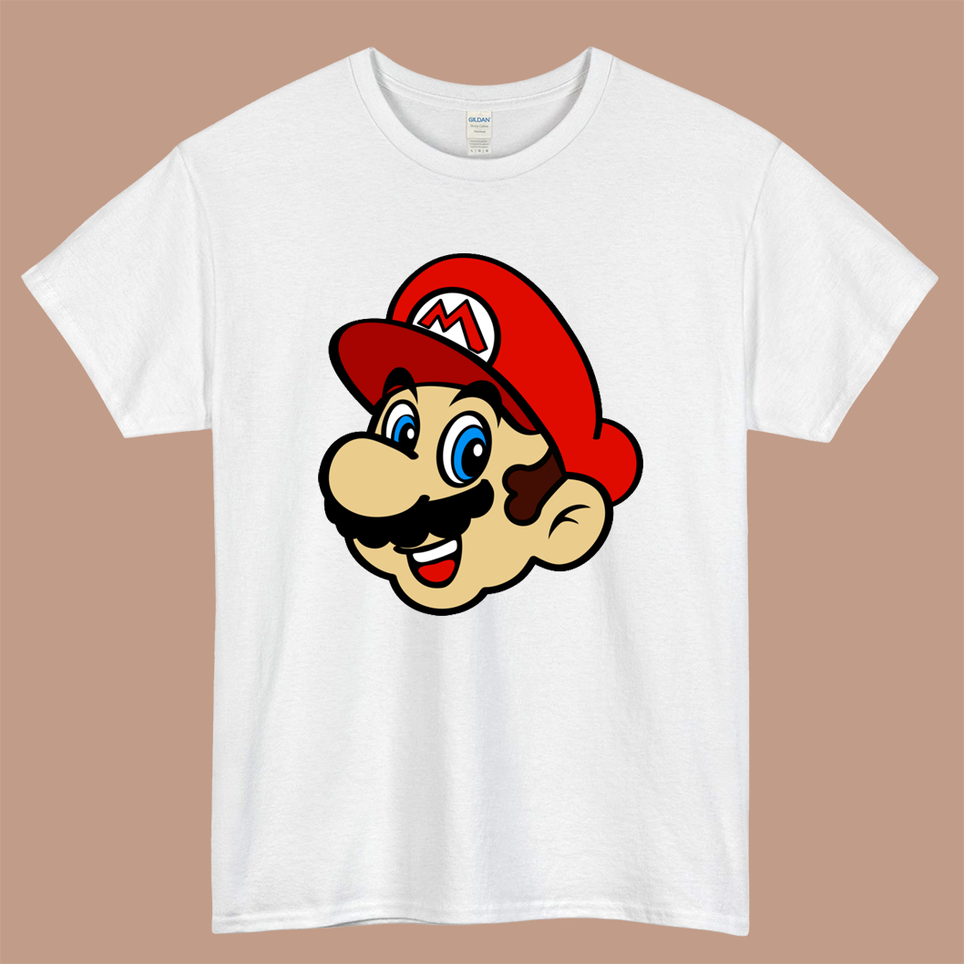 Super Mario Bros Logo Mens Unisex Short Sleeve White T-Shirt Size S-3XL