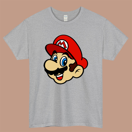Super Mario Bros Logo Mens Unisex Short Sleeve Gray T-Shirt Size S-3XL