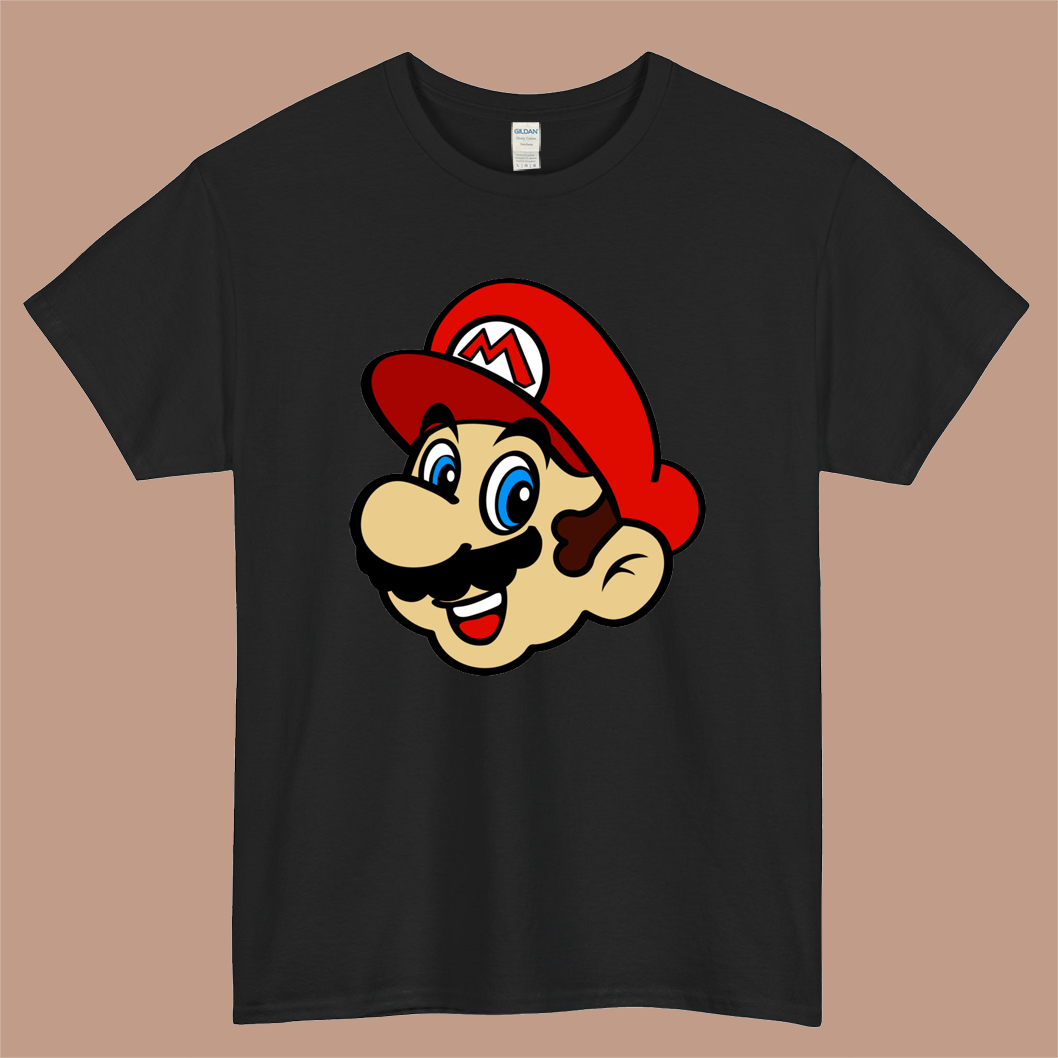 Super Mario Bros Logo Mens Unisex Short Sleeve Black T-Shirt Size S-3XL
