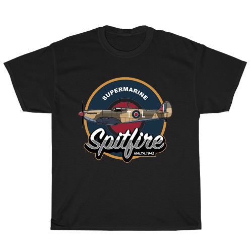 Supermarine Logo Mens Unisex Short Sleeve Black T-Shirt Size S-3XL