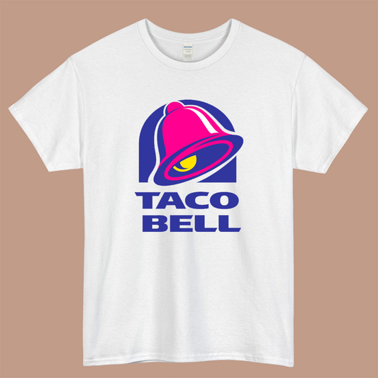 TACO BELL Logo Mens Unisex Short Sleeve White T-Shirt Size S-3XL